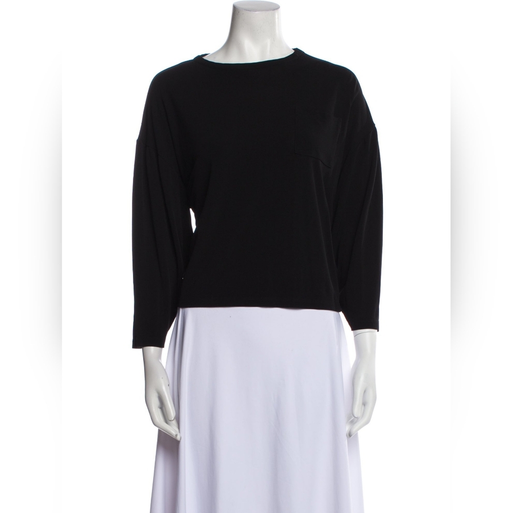 Khaite Black Three Quarter Sleeve Top Bateau Neckline Light Knitwear Sweater - Picture 2 of 4